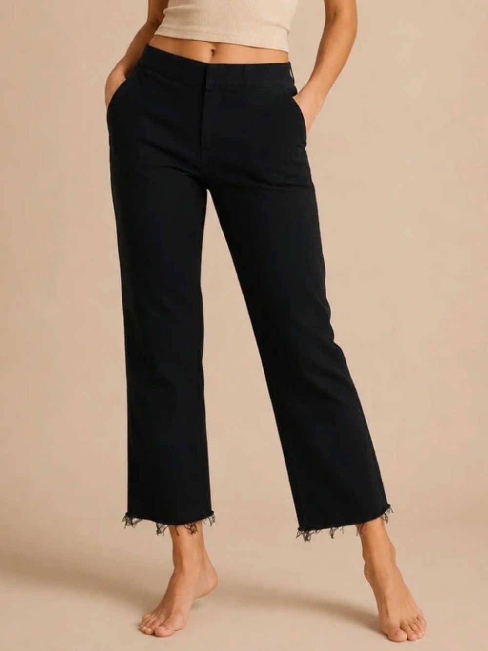 Frank & Eileen Black Kinsale Corduroy Cropped Straight Pants Size 4